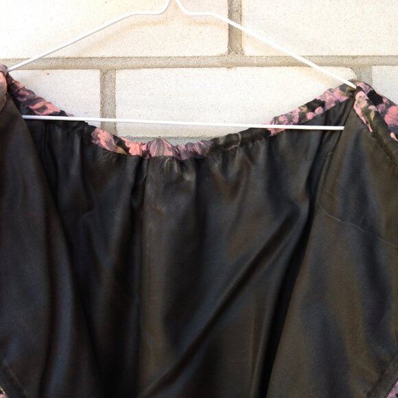 Vintage 60s Dress 40" Bust Black Pink Mauve Floral Drawstring Neckline - Picture 11 of 14